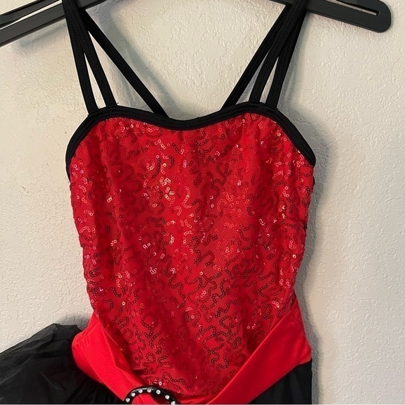 Revolution Dancewear "Lose Yourself to Dance" costume red & black sequins, MC. - Picture 8 of 16